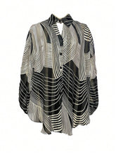 1pc Women Fashion Korean Style Striped Button Down Long Sleeve Shirt, Casual Everyday Wear